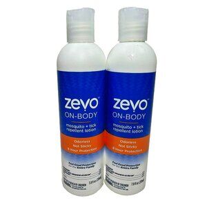 Lot of 2 Zevo On-Body Mosquito Tick Insect Repellent Lotion 8hr Scent Free 7.8